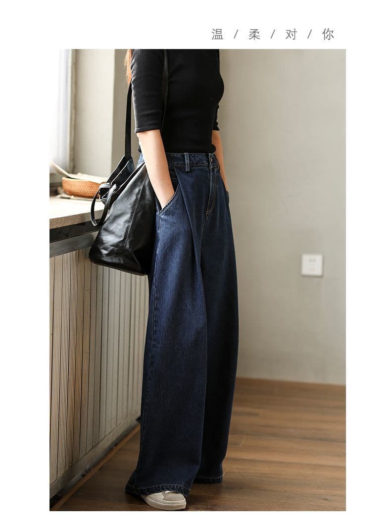 ブルベ冬服　タック入りデニムワイドパンツ