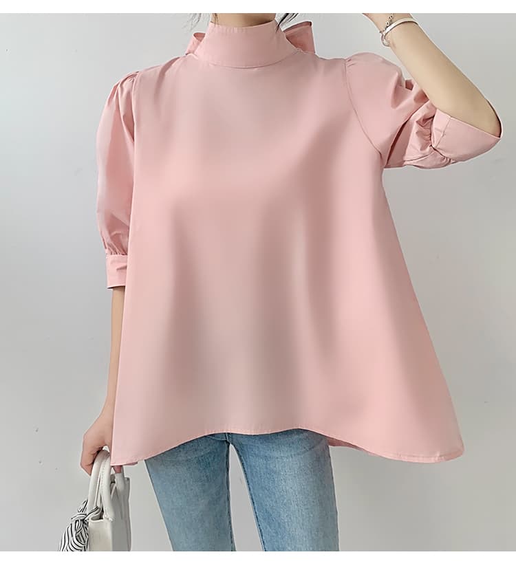 ブルベ夏/ブルベ冬服 優美リボン ハイネックブラウス