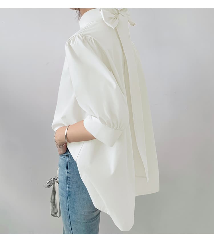 ブルベ夏/ブルベ冬服 優美リボン ハイネックブラウス