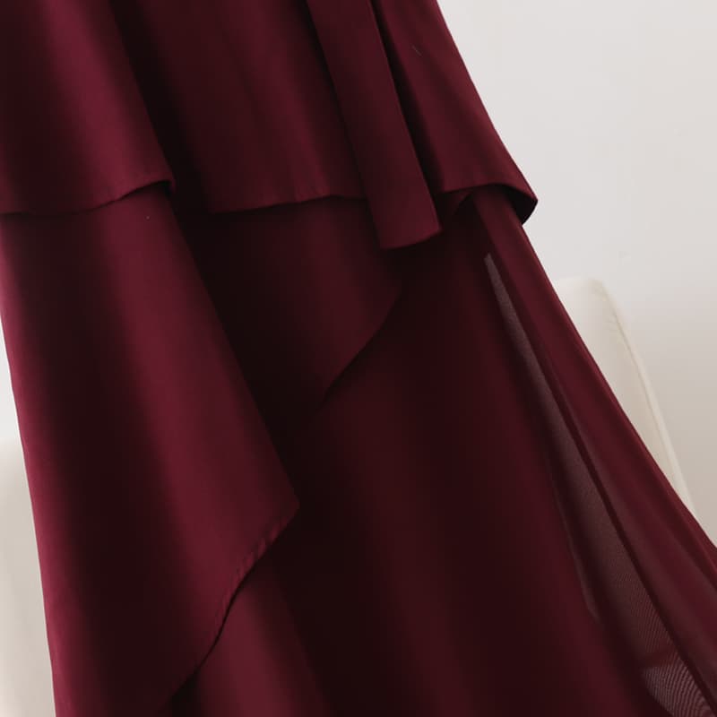 ブルベ冬服 アシンメトリー重ね切替ワンピース