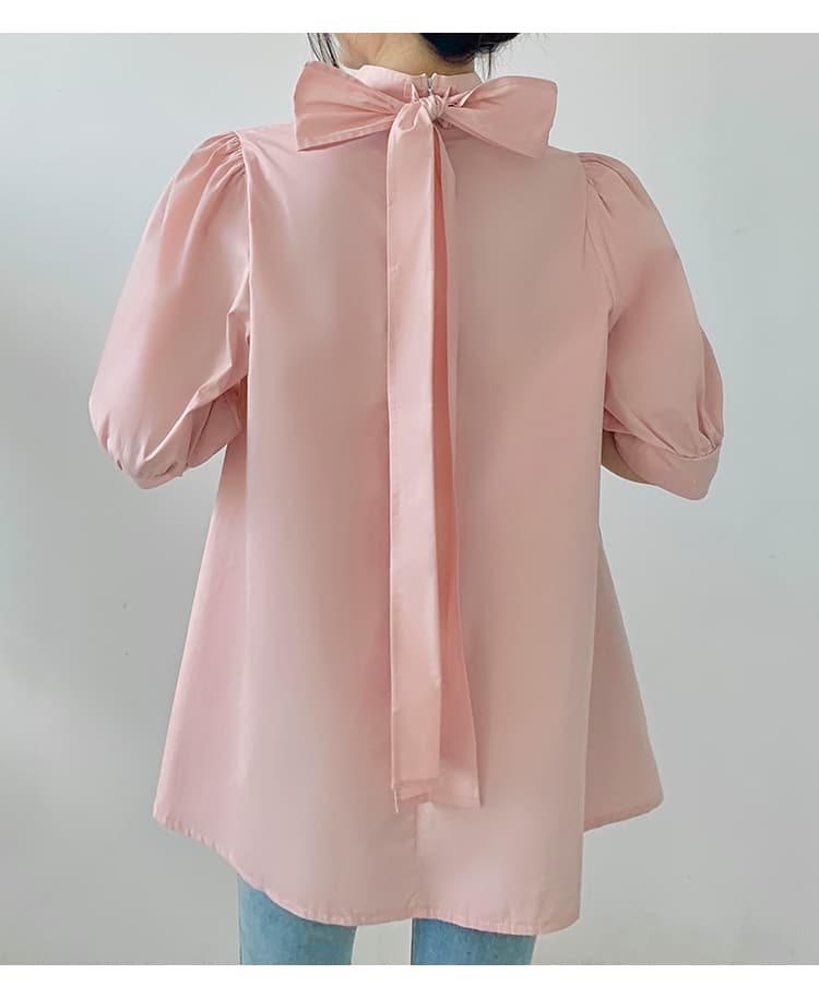 ブルベ夏/ブルベ冬服 優美リボン ハイネックブラウス
