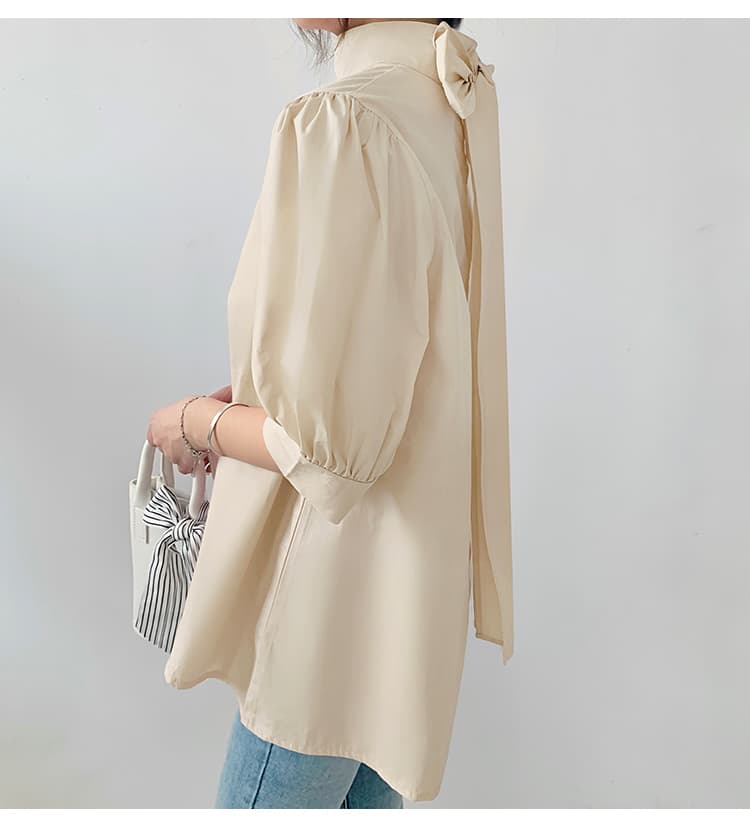 ブルベ夏/ブルベ冬服 優美リボン ハイネックブラウス