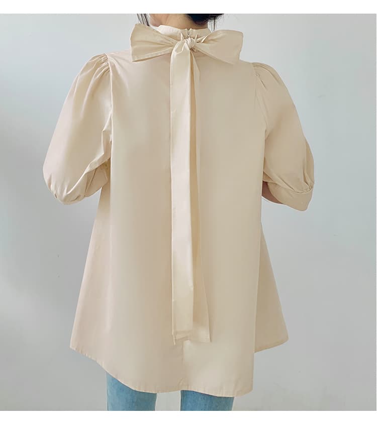 ブルベ夏/ブルベ冬服 優美リボン ハイネックブラウス