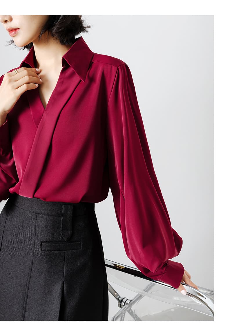 ブルベ夏/ブルベ冬服 ぽわん袖ドレープブラウス