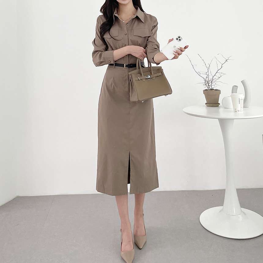 ブルベ夏/ブルベ冬服 エレガントシャツワンピース