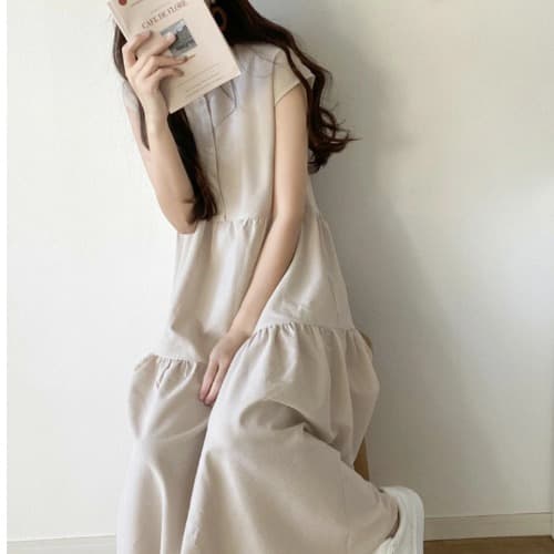 ブルベ夏/ブルベ冬服 爽やか縦縞ティアードワンピース