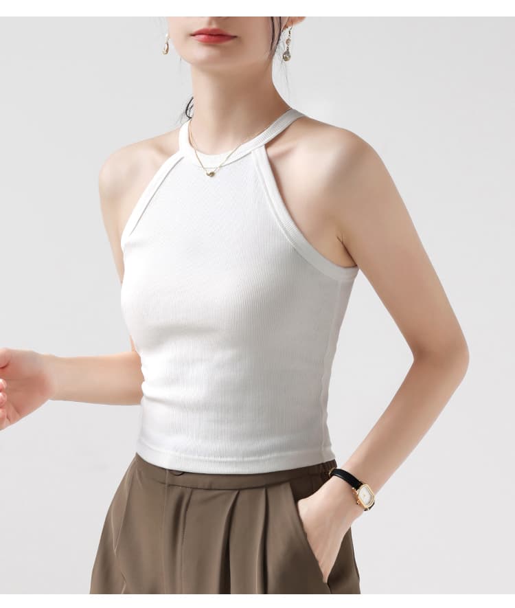 ブルベ夏/ブルベ冬服 すっきりホルターネックリブトップス