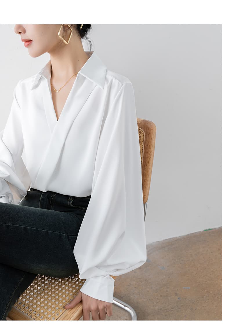 ブルベ夏/ブルベ冬服 ぽわん袖ドレープブラウス