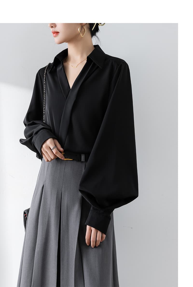 ブルベ夏/ブルベ冬服 ぽわん袖ドレープブラウス