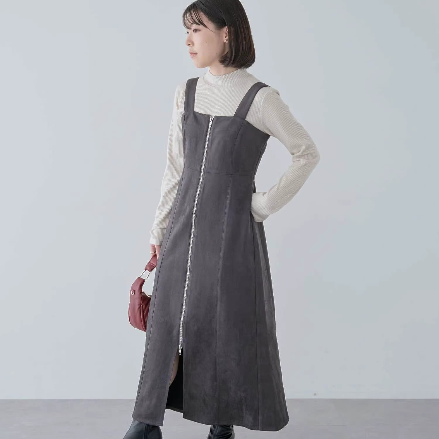 ブルベ夏/ブルベ冬服 美シルエット ジップアップワンピース