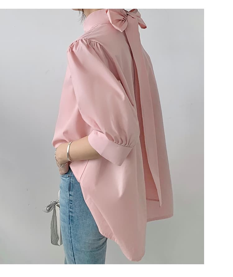 ブルベ夏/ブルベ冬服 優美リボン ハイネックブラウス