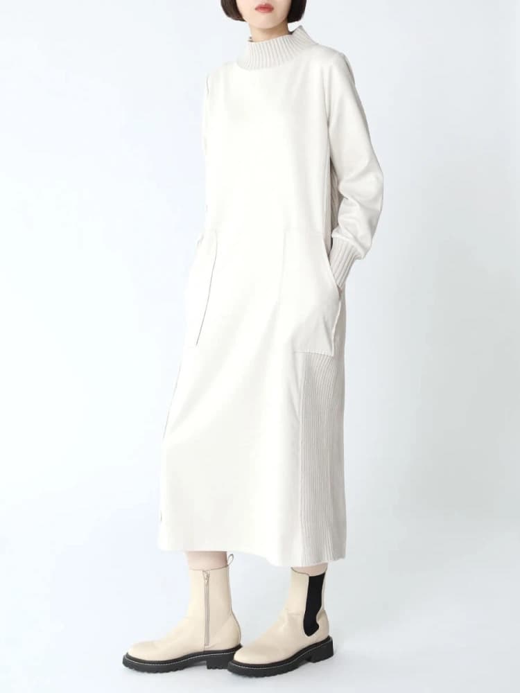 ブルベ夏/ブルベ冬服 スエード調ワンピース