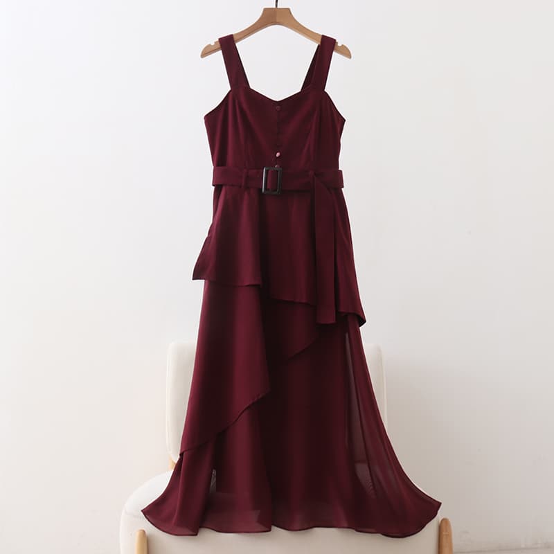 ブルベ冬服 アシンメトリー重ね切替ワンピース