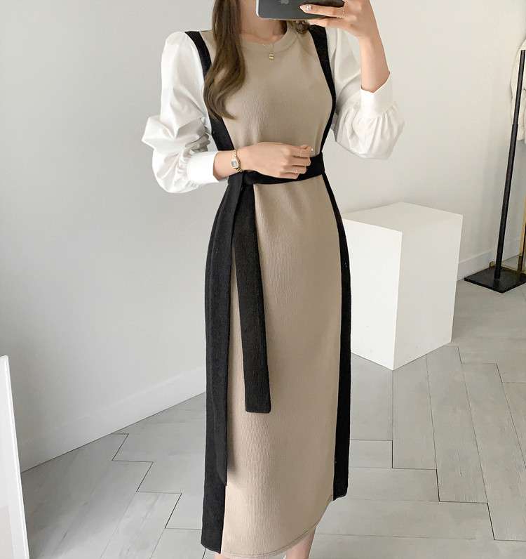 ブルベ夏/ブルベ冬服 フリル袖レイヤードワンピース