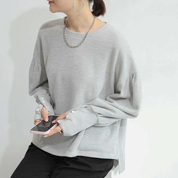 ブルベ夏/ブルベ冬服 ボリューム袖ボタン付きプルオーバー