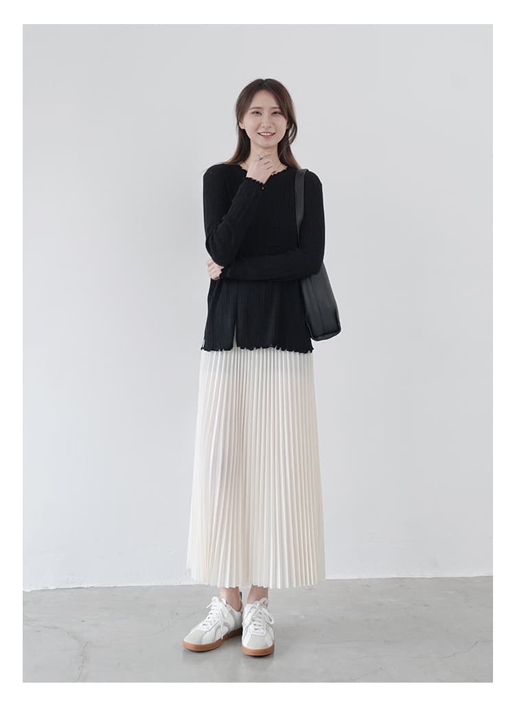 ブルベ夏/ブルベ冬服 優美なシルエット プリーツロングスカート