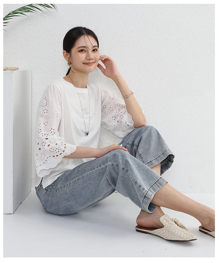 ブルベ夏/ブルベ冬服 レース袖Tシャツ