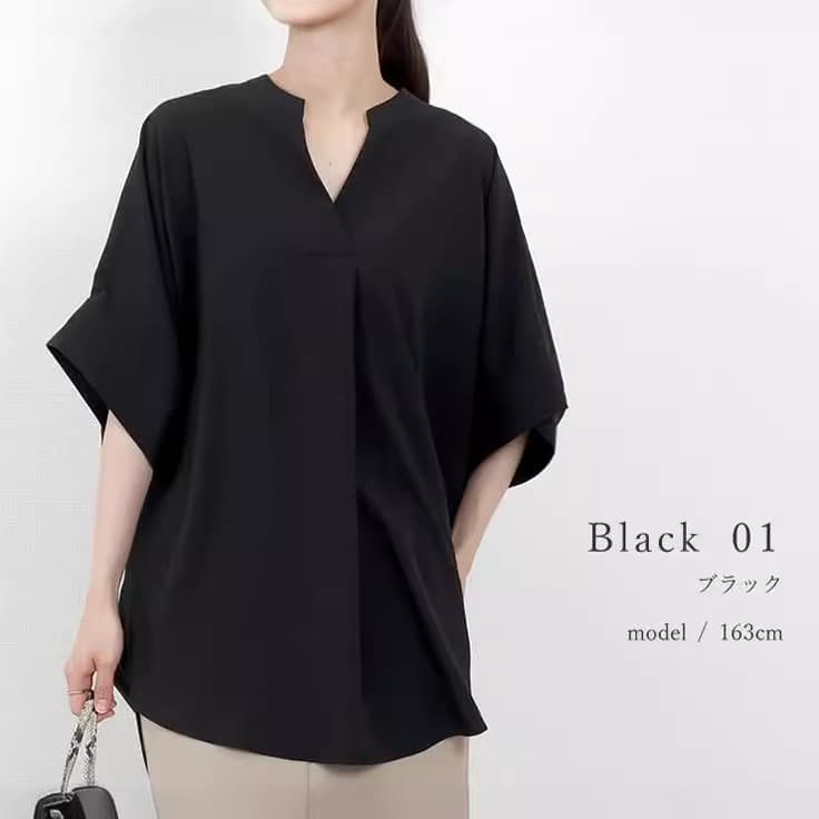 ブルベ夏/ブルベ冬服　理想のこなれ感スキッパーネックドルマン袖ブラウス