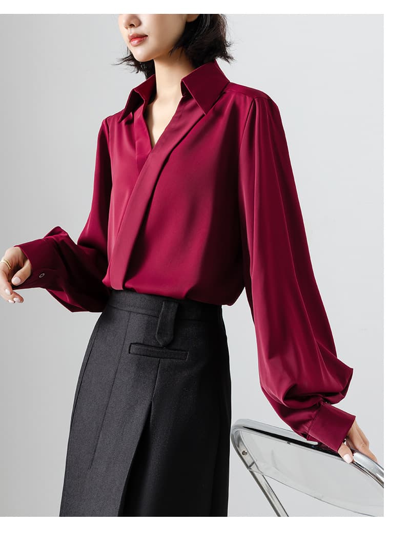 ブルベ夏/ブルベ冬服 ぽわん袖ドレープブラウス