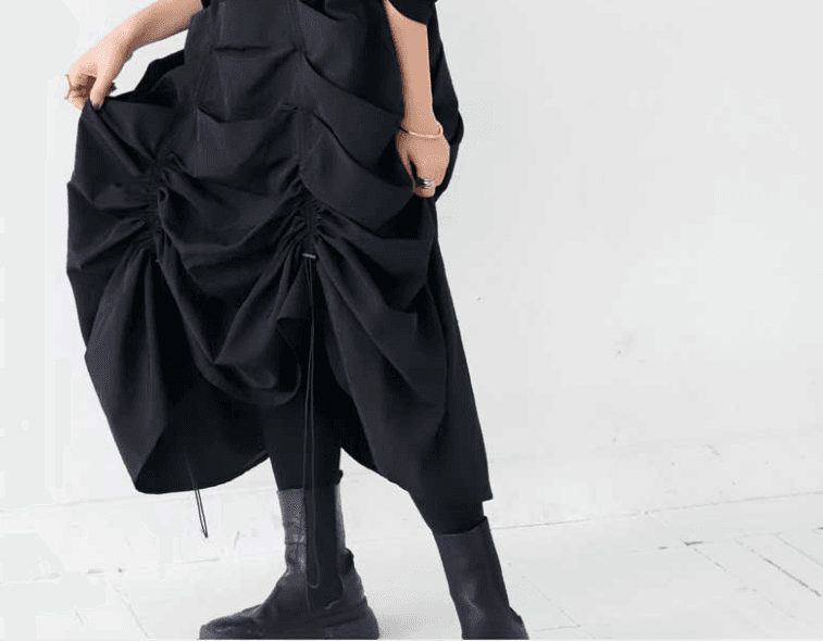 ブルベ冬服 ドレープギャザー ノースリーブワンピース