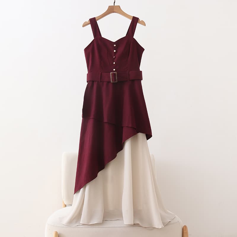 ブルベ冬服 アシンメトリー重ね切替ワンピース