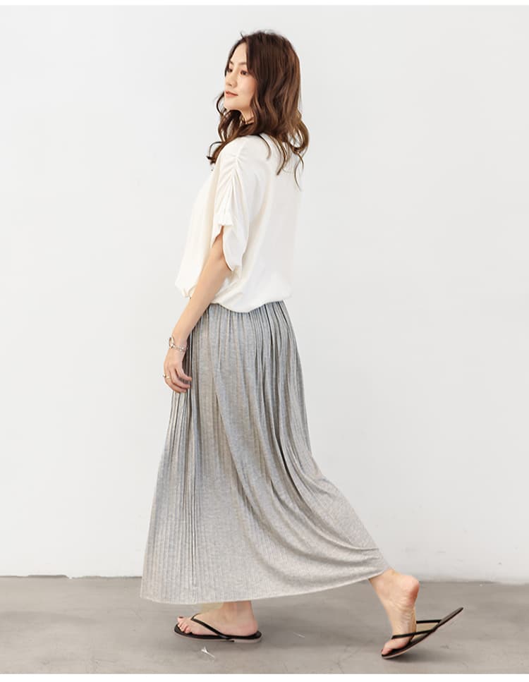 ブルベ夏/ブルベ冬服 優雅な揺れ感 ロングプリーツスカート