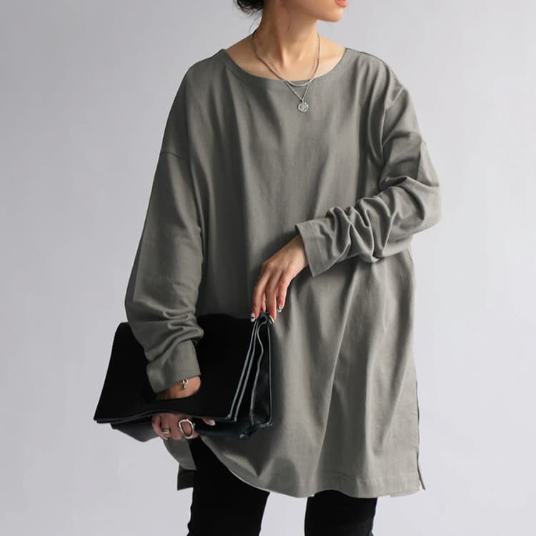 ブルベ夏/ブルベ冬服　ゆったりオーバーサイズ長袖ロングスウェット