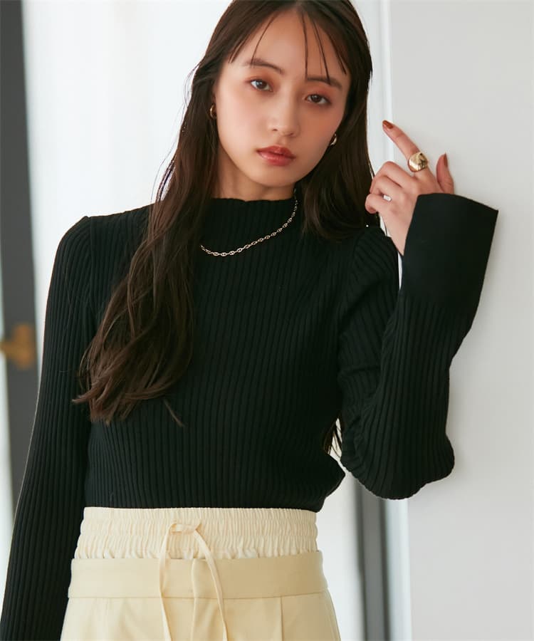 ブルベ夏/ブルベ冬服 リブ編みタートルネック