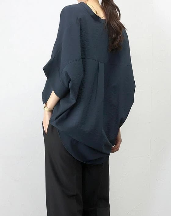 ブルベ夏/ブルベ冬服　理想のこなれ感スキッパーネックドルマン袖ブラウス