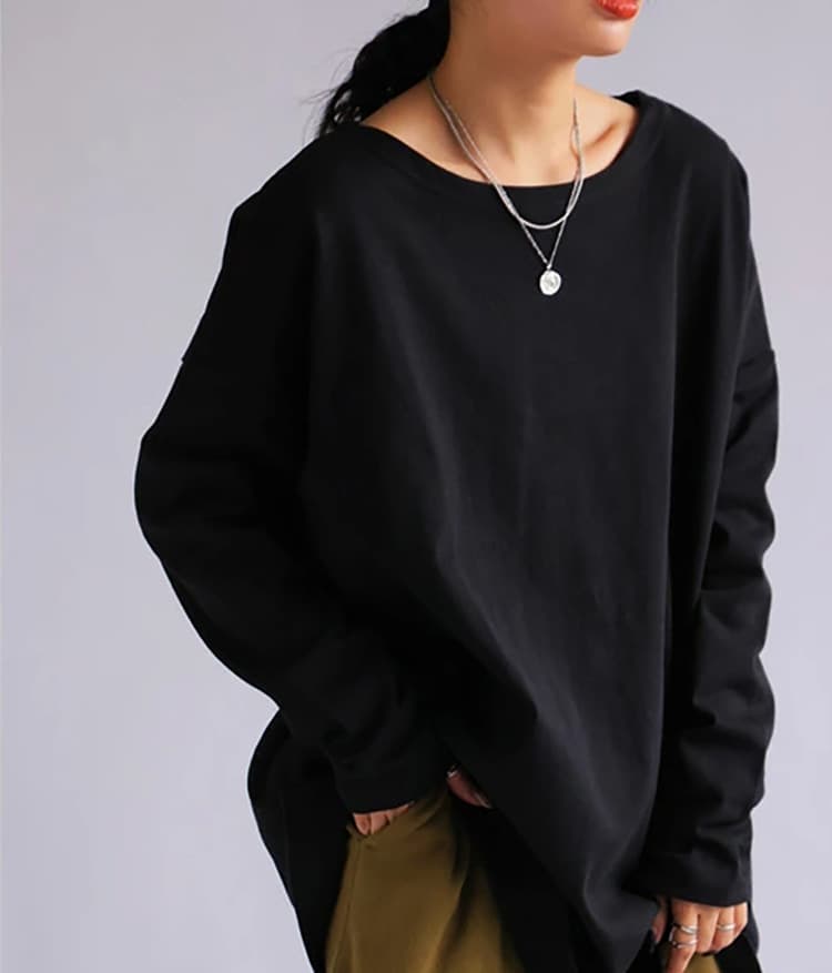 ブルベ夏/ブルベ冬服　ゆったりオーバーサイズ長袖ロングスウェット