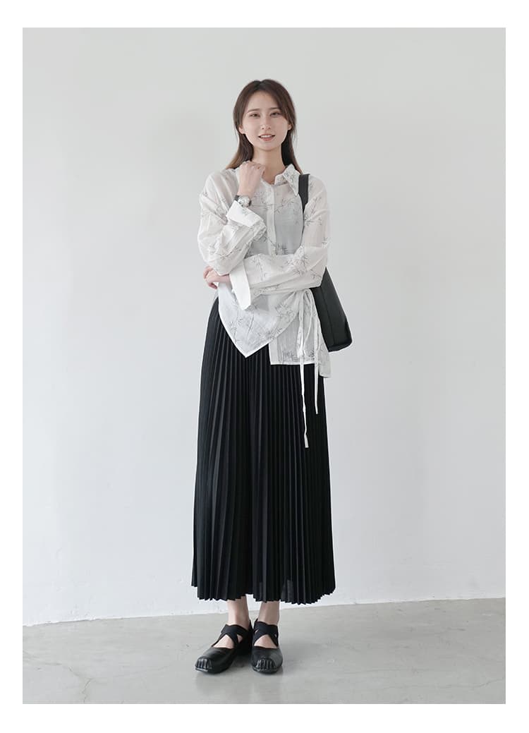 ブルベ夏/ブルベ冬服 優美なシルエット プリーツロングスカート