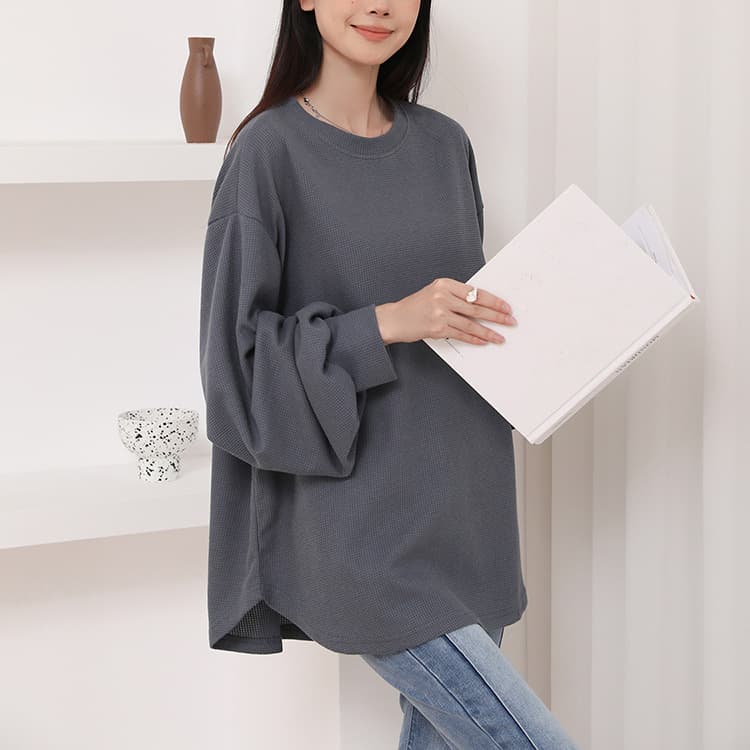 ブルベ夏/ブルベ冬服 ふんわり袖のワッフル風ニット