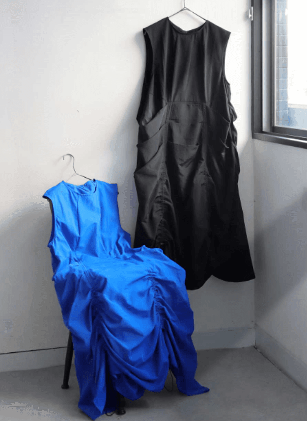 ブルベ冬服 ドレープギャザー ノースリーブワンピース