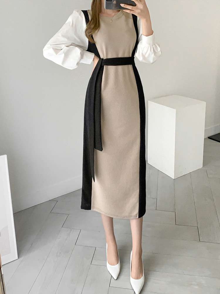 ブルベ夏/ブルベ冬服 フリル袖レイヤードワンピース