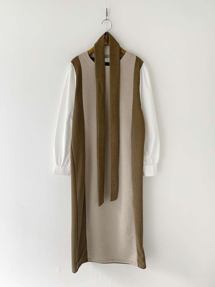 ブルベ夏/ブルベ冬服 フリル袖レイヤードワンピース