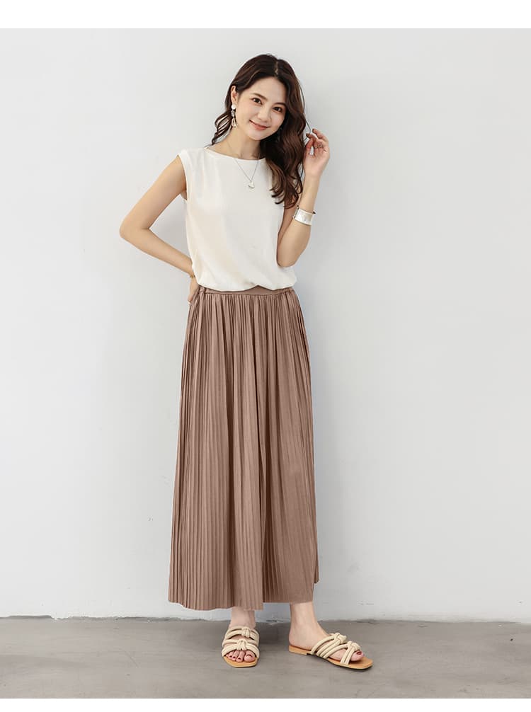 ブルベ夏/ブルベ冬服 優雅な揺れ感 ロングプリーツスカート