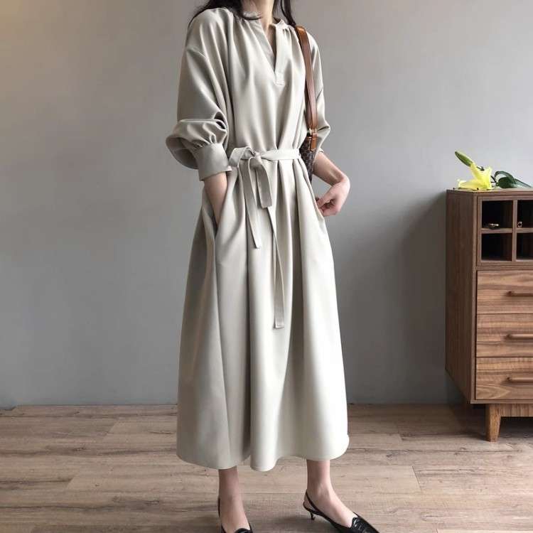 ブルベ夏/ブルベ冬服 上品ラップ風マキシワンピース