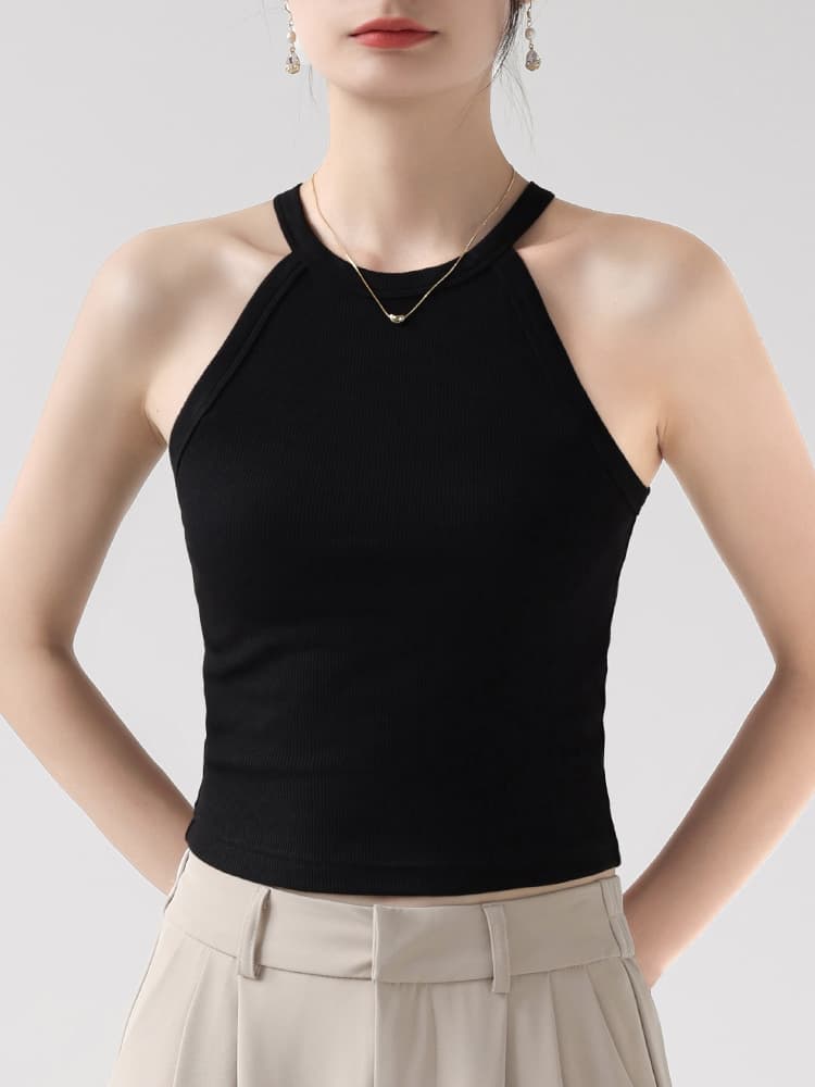 ブルベ夏/ブルベ冬服 すっきりホルターネックリブトップス