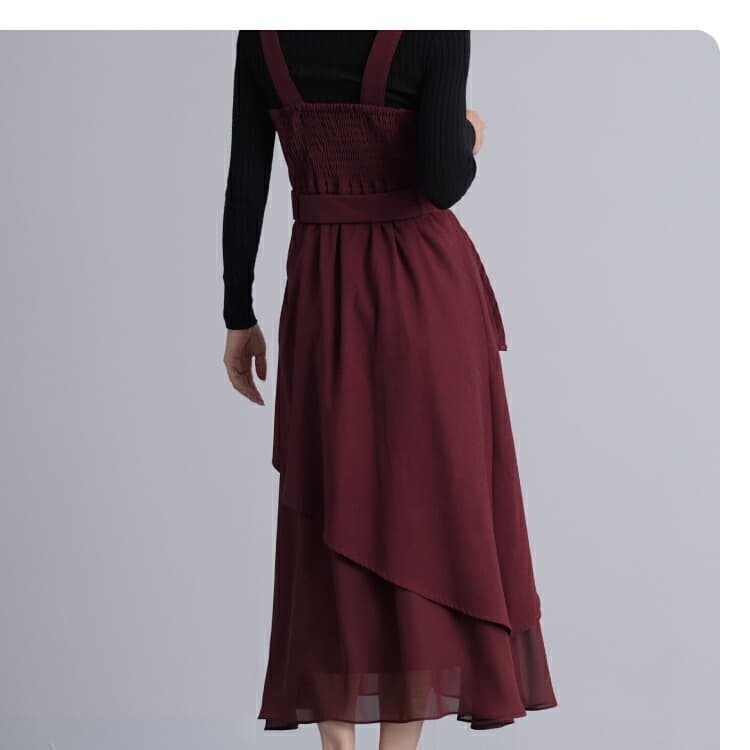 ブルベ冬服 アシンメトリー重ね切替ワンピース