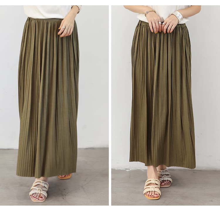 ブルベ夏/ブルベ冬服 優雅な揺れ感 ロングプリーツスカート