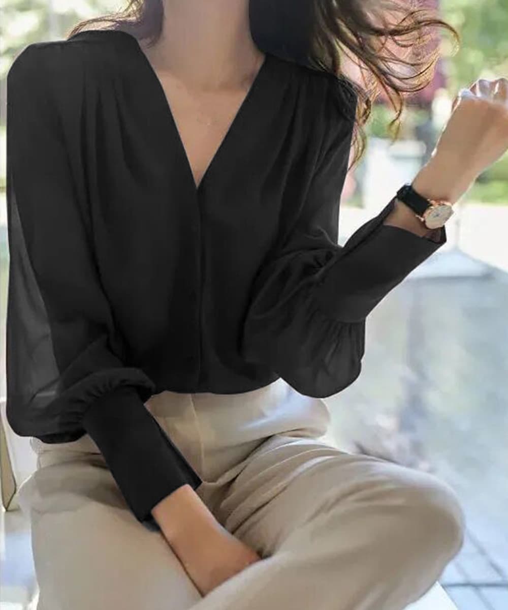 ブルベ夏/ブルベ冬服  シフォンブラウス 通勤きれいめ上品シャツ