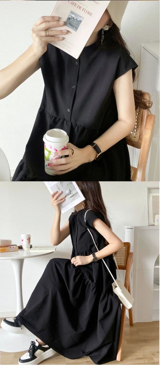 ブルベ夏/ブルベ冬服 爽やか縦縞ティアードワンピース