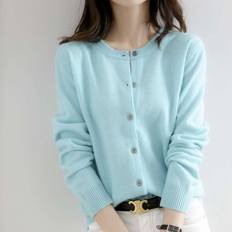 ブルベ夏/ブルベ冬服 シンプル リブ カーディガン