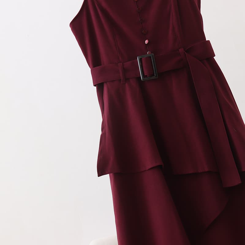 ブルベ冬服 アシンメトリー重ね切替ワンピース