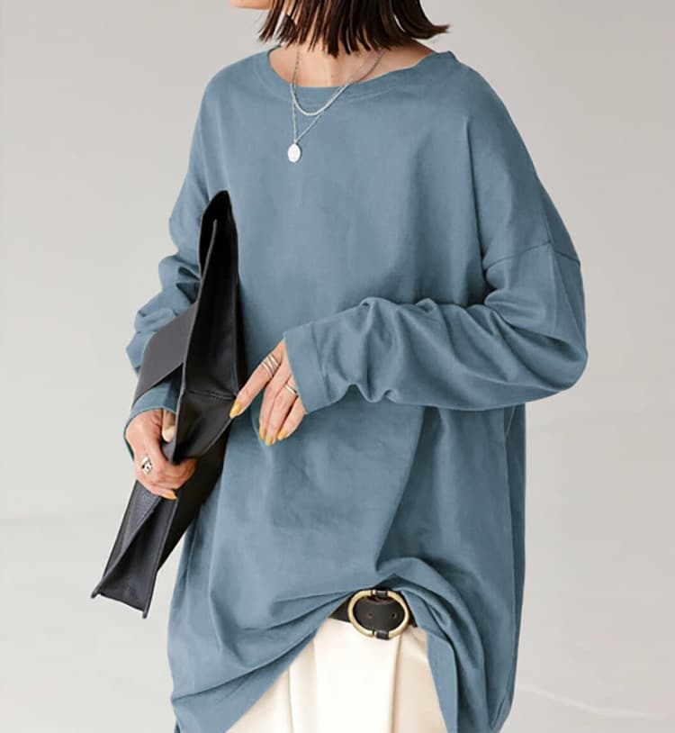 ブルベ夏/ブルベ冬服　ゆったりオーバーサイズ長袖ロングスウェット