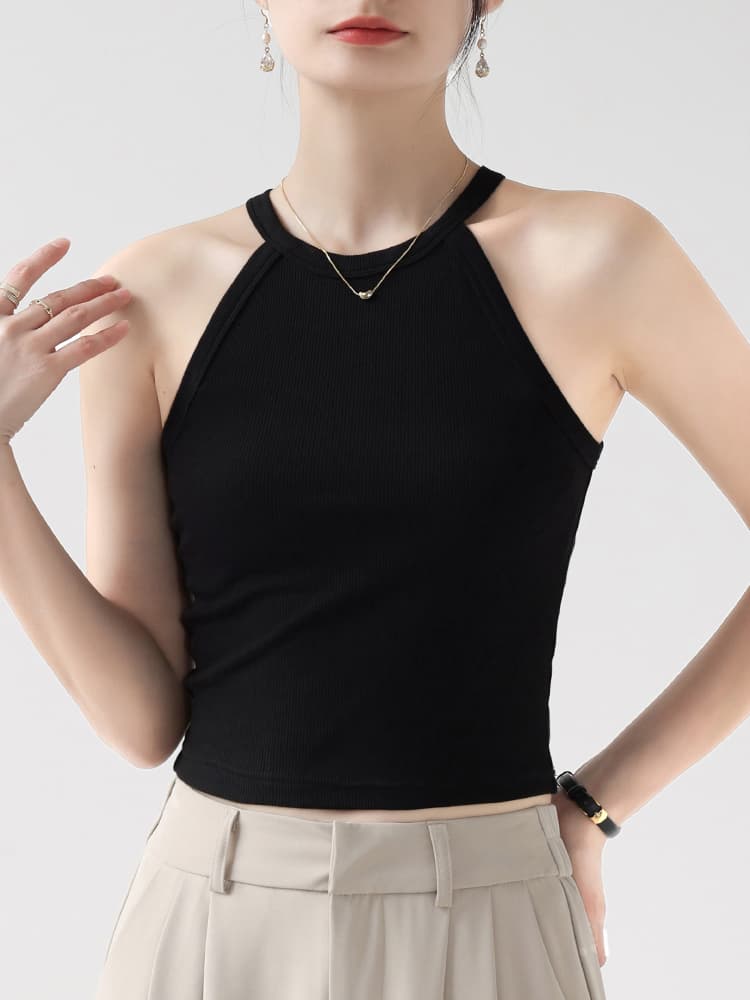 ブルベ夏/ブルベ冬服 すっきりホルターネックリブトップス