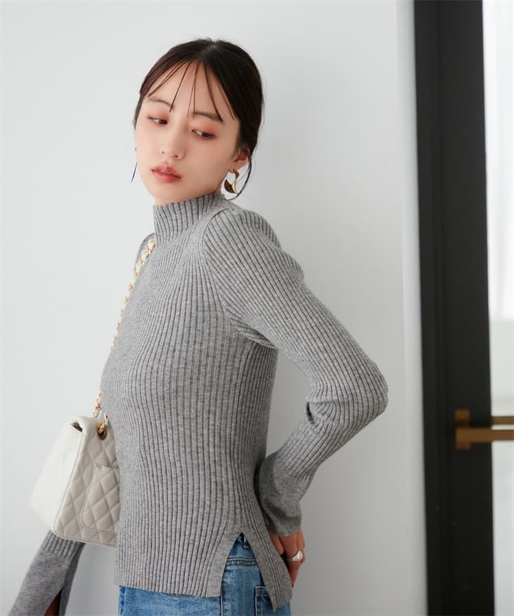 ブルベ夏/ブルベ冬服 リブ編みタートルネック