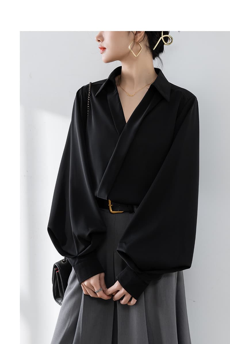 ブルベ夏/ブルベ冬服 ぽわん袖ドレープブラウス