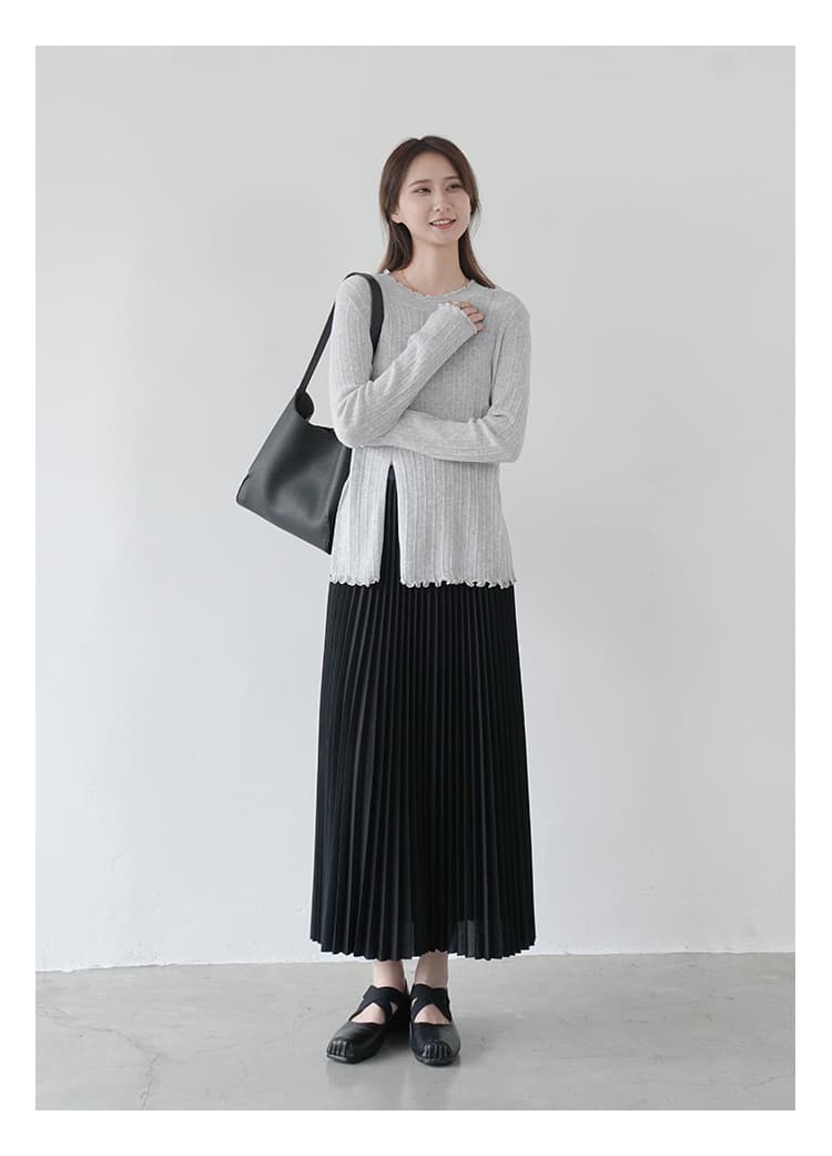 ブルベ夏/ブルベ冬服 優美なシルエット プリーツロングスカート