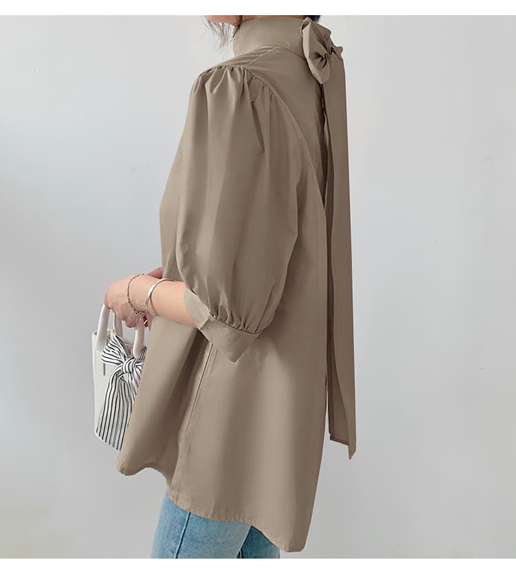 ブルベ夏/ブルベ冬服 優美リボン ハイネックブラウス